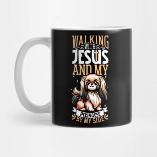 Jesus and dog - Pekingese Mug